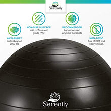 Load image into Gallery viewer, Serenily Exercise Ball for Fitness - Yoga Ball Chair for Home Gym & Yoga Accessories. Birthing Ball with Workout Guide & Pump. Stability Ball for Balance Trainer, Pilates, Therapy & Office (75cm)