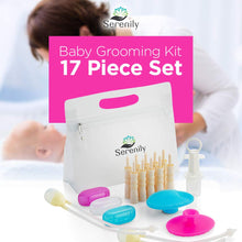 Load image into Gallery viewer, Serenily Baby Grooming Kit 17 Piece (Blue/Pink/Clear) - 100% Food Grade Silicone, FDA Approved Healthcare & Hygiene Set for Infant Newborn Toddler Child