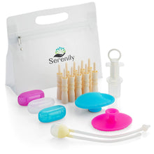 Load image into Gallery viewer, Serenily Baby Grooming Kit 17 Piece (Blue/Pink/Clear) - 100% Food Grade Silicone, FDA Approved Healthcare & Hygiene Set for Infant Newborn Toddler Child