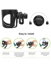 Load image into Gallery viewer, Serenily Stroller Drink Cup Holder, Great for Wheelchairs, Bicycles, Office Chairs and Scooters. Adjustable Water Bottle Cage.