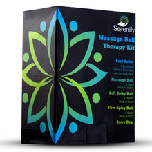 Load image into Gallery viewer, Serenily Foot Massage Roller and Massage Balls Set. Hot & Cold Foot Massager for Muscle Soreness Relief. Spiky Massage Ball for Sore Muscles and Myofacial Release. Best Foot Massager - 4 Pc Set