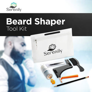 Serenily Beard Shaper Tool Kit - Mens Grooming Kit - Includes Beard Shaper - Comb, Beard Comb - Pencil, Barber Pencil - Pencil Sharpener - Razor, Razor for Men - Shaving Cream, Shaving Cream Men