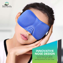 Load image into Gallery viewer, Serenily Super Smooth Sleep Mask, 3 Pack Lightweight Sleeping Mask, 3D Contoured Shape Blindfold Mask, Face Mask for Travel, Eye Mask for Sleeping with Adjustable Strap, Includes a Pair of Earplugs